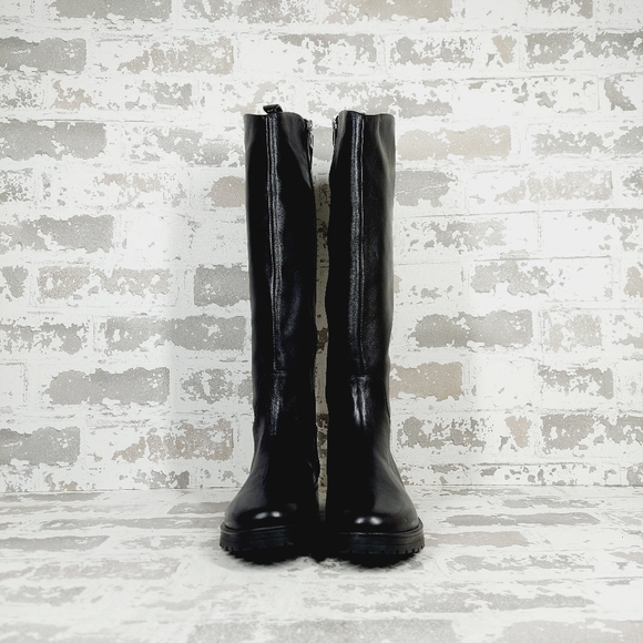 NEW Nordstrom Oliver Black Leather Slip On Block Heel Riding Boots M305 - Picture 3 of 12